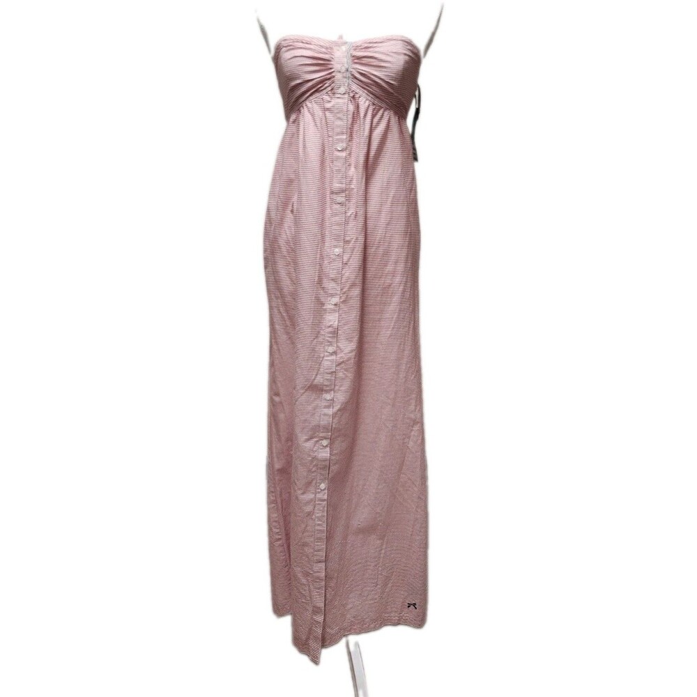 Tommy Girl Hilfiger Red White Blue Long Strapless Summer Dress 100% Cottom Med